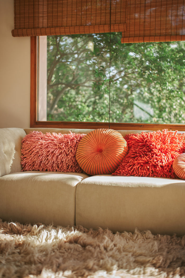 hkliving Round Cotton Velvet Ripple Cushion - Sienna Orange (50x12x50cm)