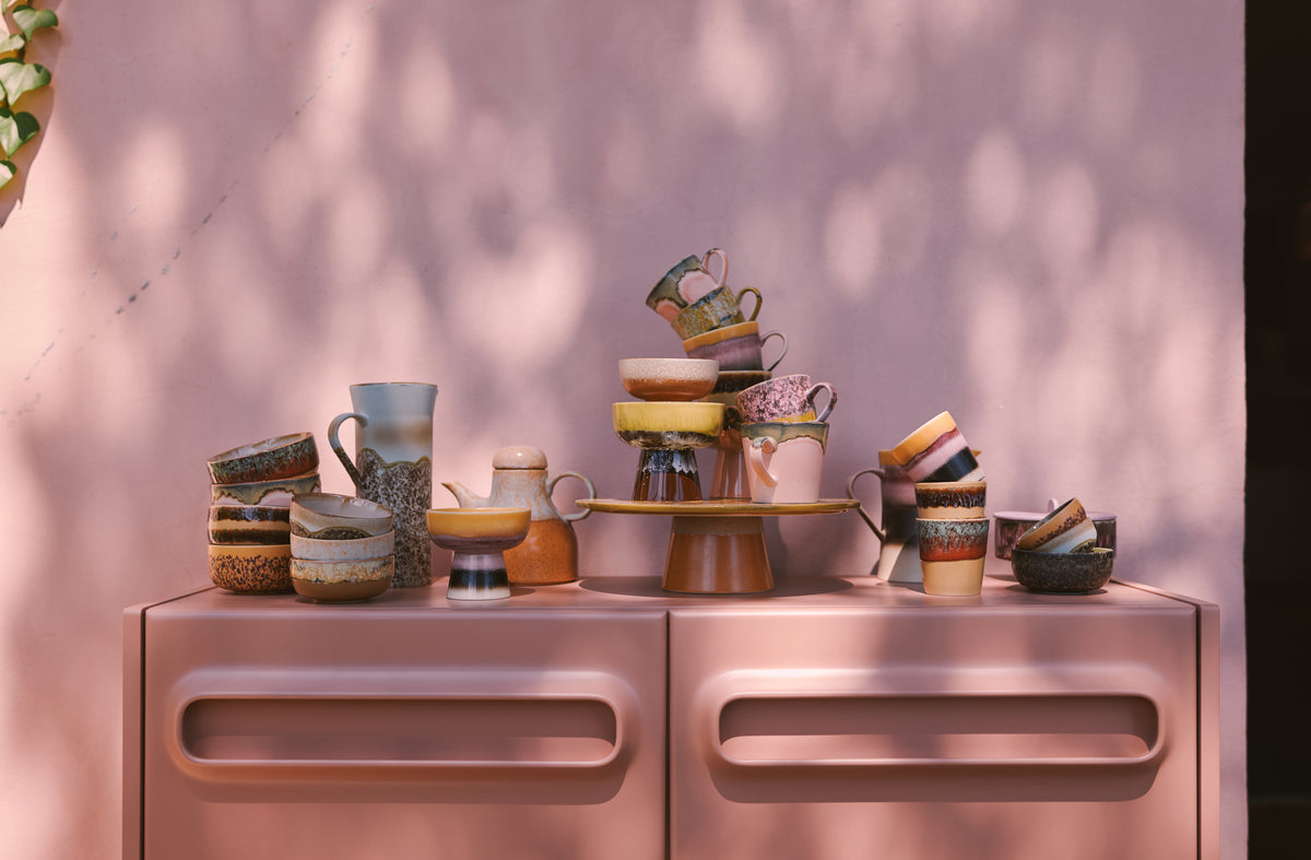 HKLIVING 70s ceramics XS tapas bowls – Marine colours styled on a modern sideboard