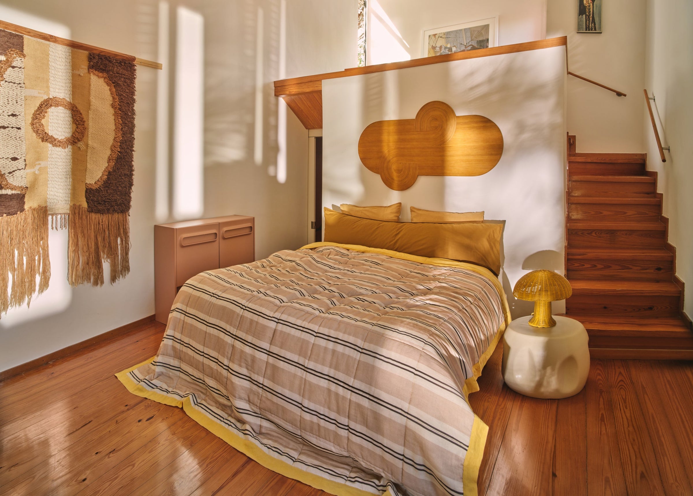 Wall Rug, Beach Shack, Beige Sand Brown, Wall Art by HKLIVING