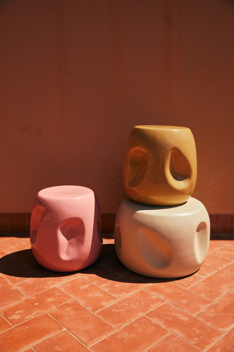 Cream Ceramic Side Table, Shell, Currents by hkliving