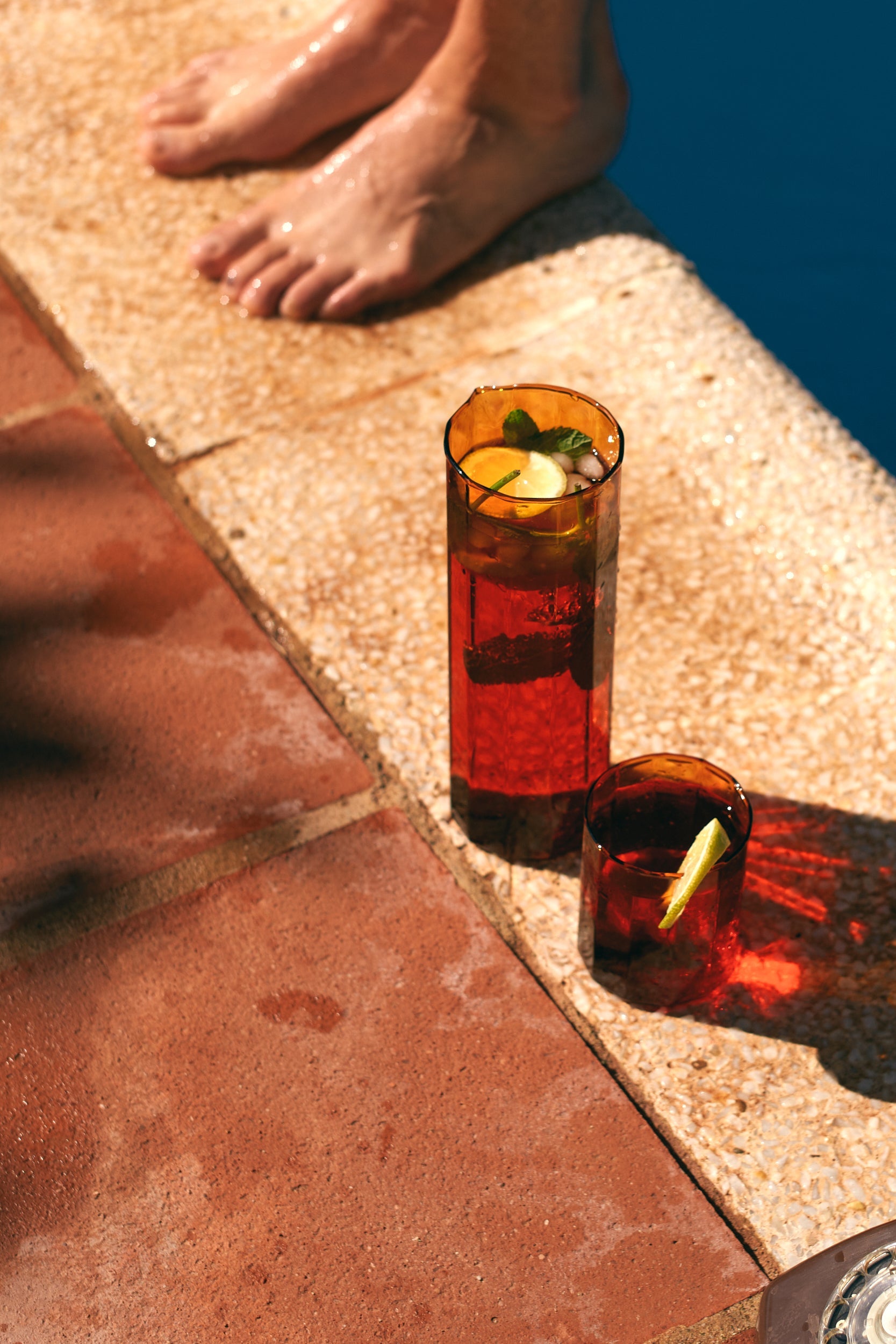 Amber Sunlit Glass, Yellow Orange Tumbler by HKLIVING