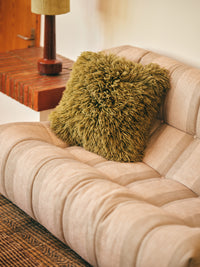 Fluffy Woolen Square Cushion Olive Green 50 x 50cm by hkliving