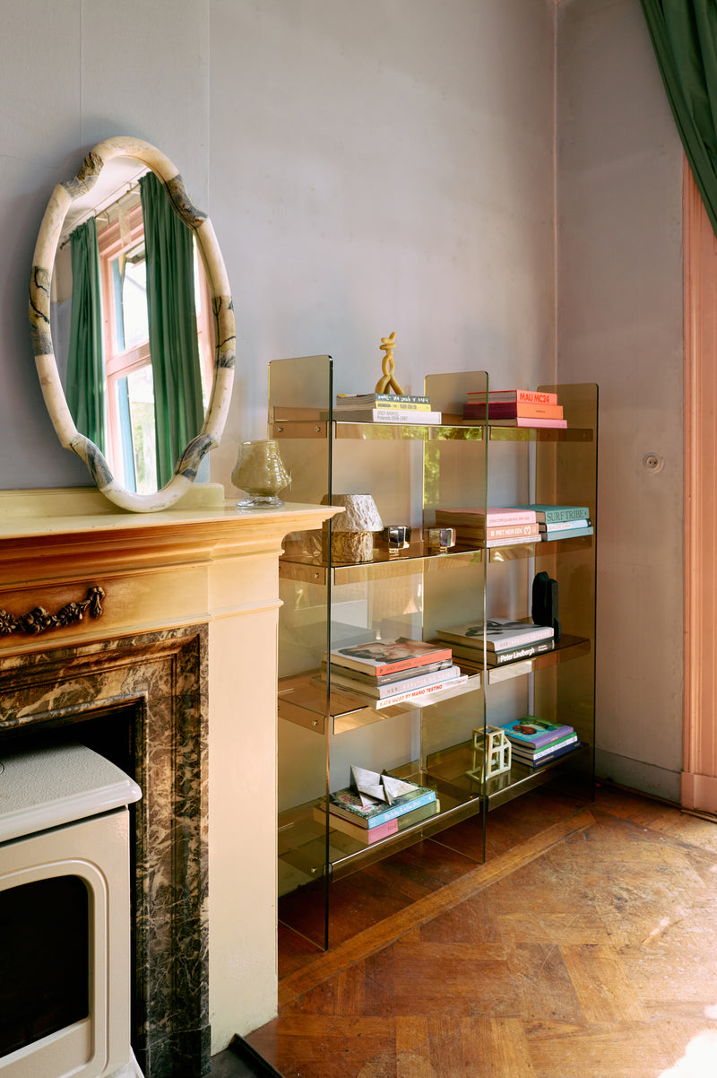 Lifestyle shot of the Olive Green Acrylic Cabinet by HKLIVING styled in a room setting