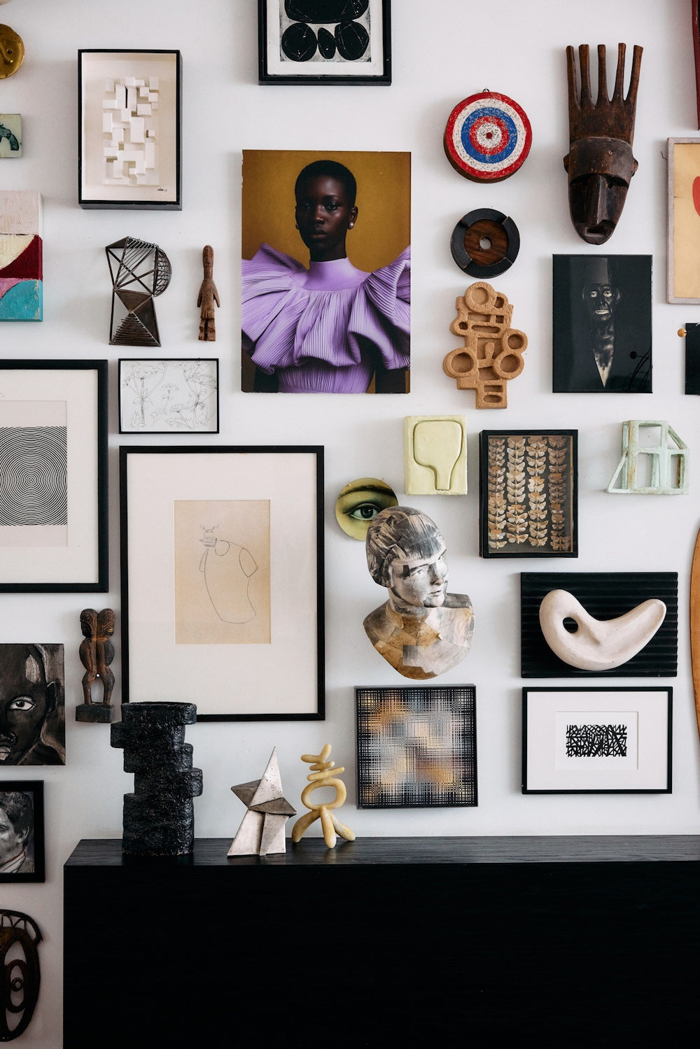 Reverie plexi portrait by HKLIVING displayed as part of an eclectic gallery wall
