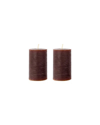 Pillar Candle Rustic Wax Cognac (Set of 2) Small