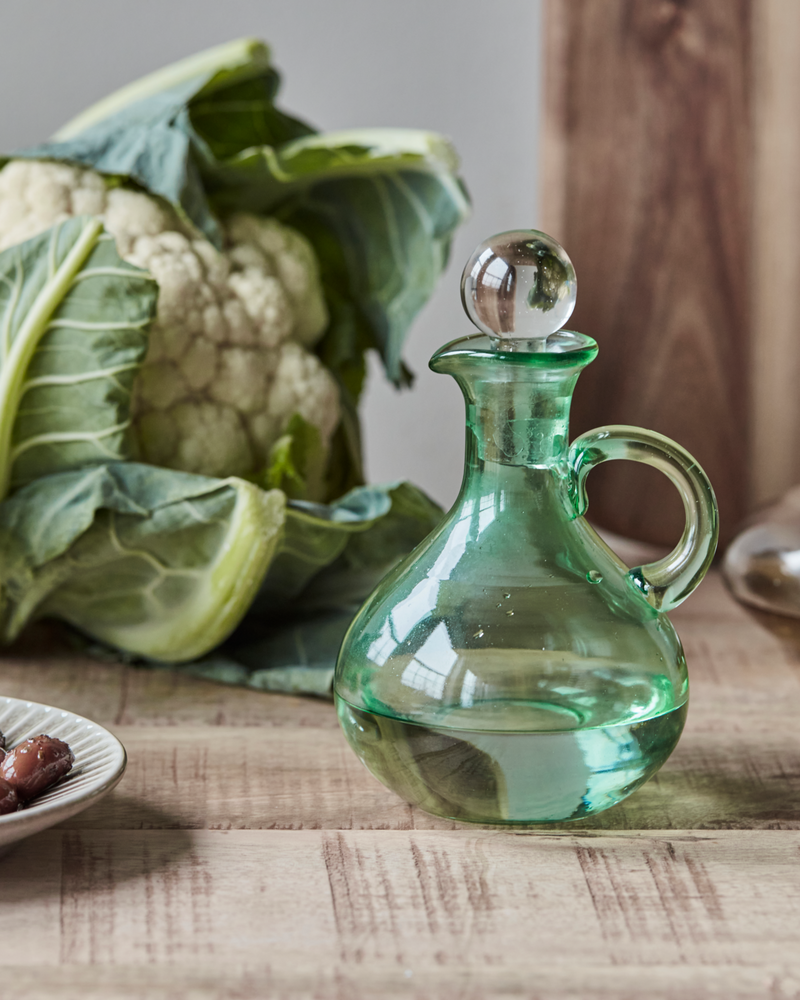 Carafe with Stopper, Green Glass Oil Pourer from House Doctor