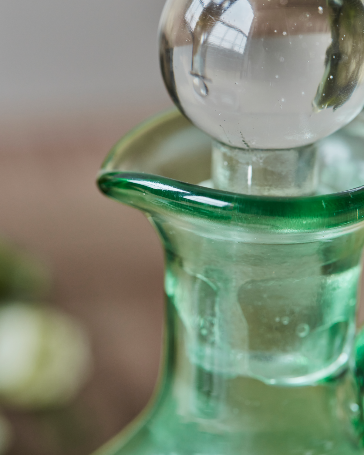 Carafe with Stopper, Green Glass Oil Pourer from House Doctor