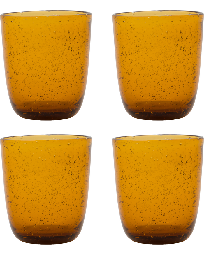 Amber Glass, Mouthblown Tumblers, Low Ball Glasses, Raba by House Doctor