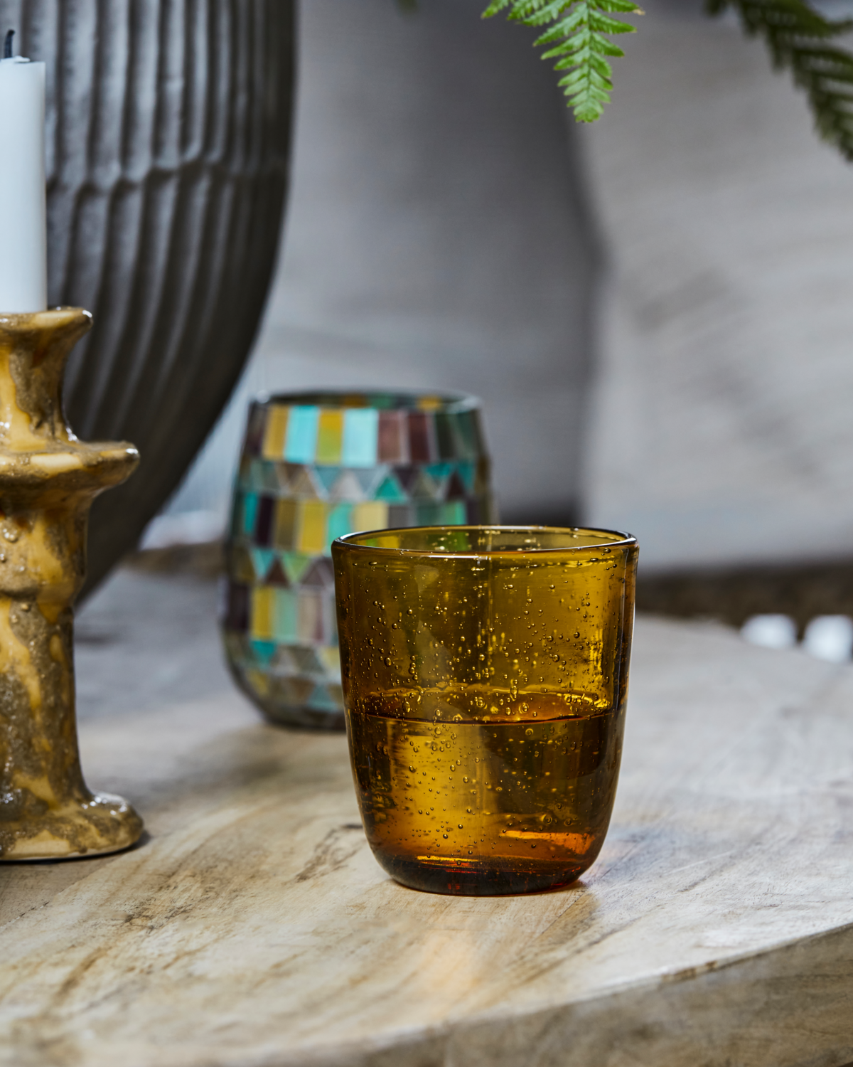 Amber Glass, Mouthblown Tumblers, Low Ball Glasses, Raba by House Doctor