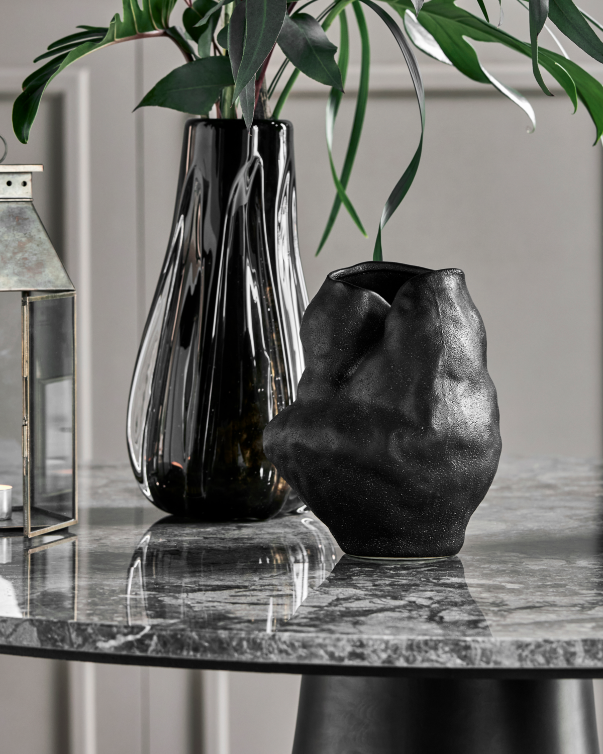 Black Stoneware Vase, Fomu by House Doctor