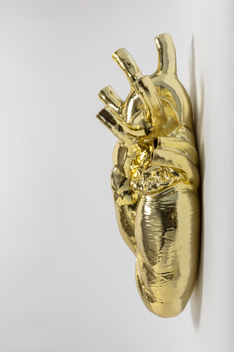 Seletti Love In Bloom Giant Gold Vase - Oversized Golden Anatomical Heart Vase