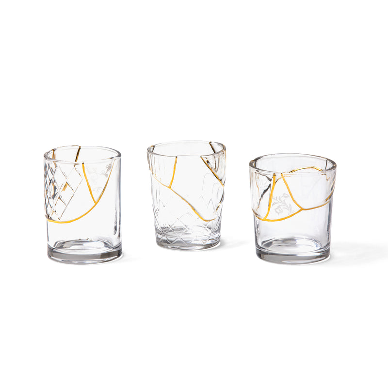 Seletti Kintsugi Water Glass – Artisan Glass with 24K Gold Detailing (Multiple Designs)