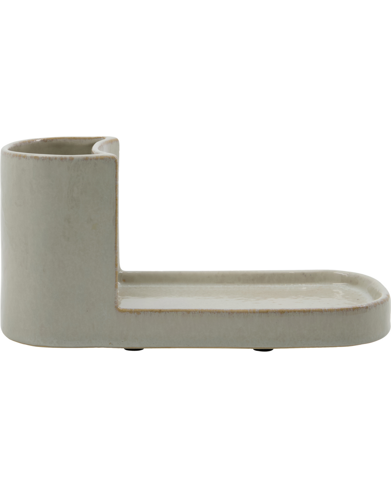 Brush and Soap Holder, Stoneware Shellish Grey, Datura by Meraki Bathroom Tidy, Kitchen Tidy