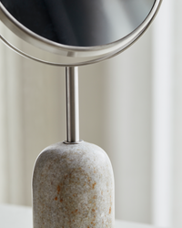 Beige Marble 2 Sided Magnifying Bathroom Mirror by Meraki