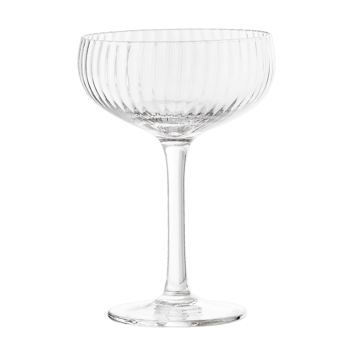 Astrid champagne glass ribbed mouth-blown coupe, clear glass, 250ml
