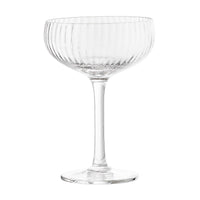 Astrid champagne glass ribbed mouth-blown coupe, clear glass, 250ml
