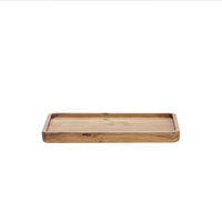 acacia wooden tray with raised rim in natural finish for kitchen and home styling