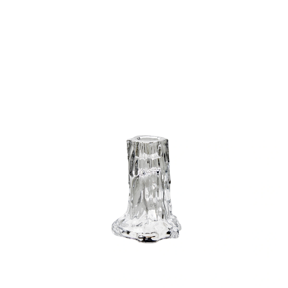 Chelsi clear glass candle holder with tree-root-inspired base