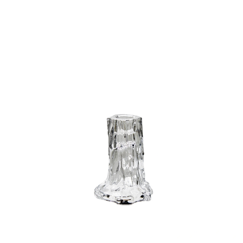 Chelsi clear glass candle holder with tree-root-inspired base