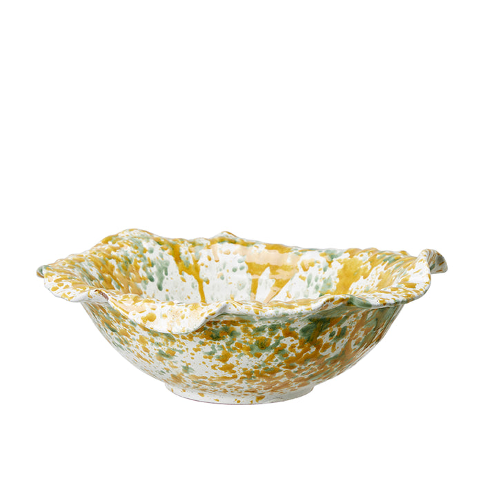 Decorative terracotta bowl with organic ruffled edge