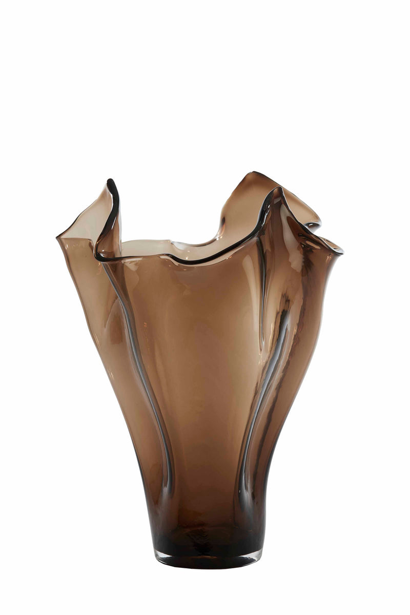 sculptural Aiora vase by Light & Living in dark brown cut-out product shot