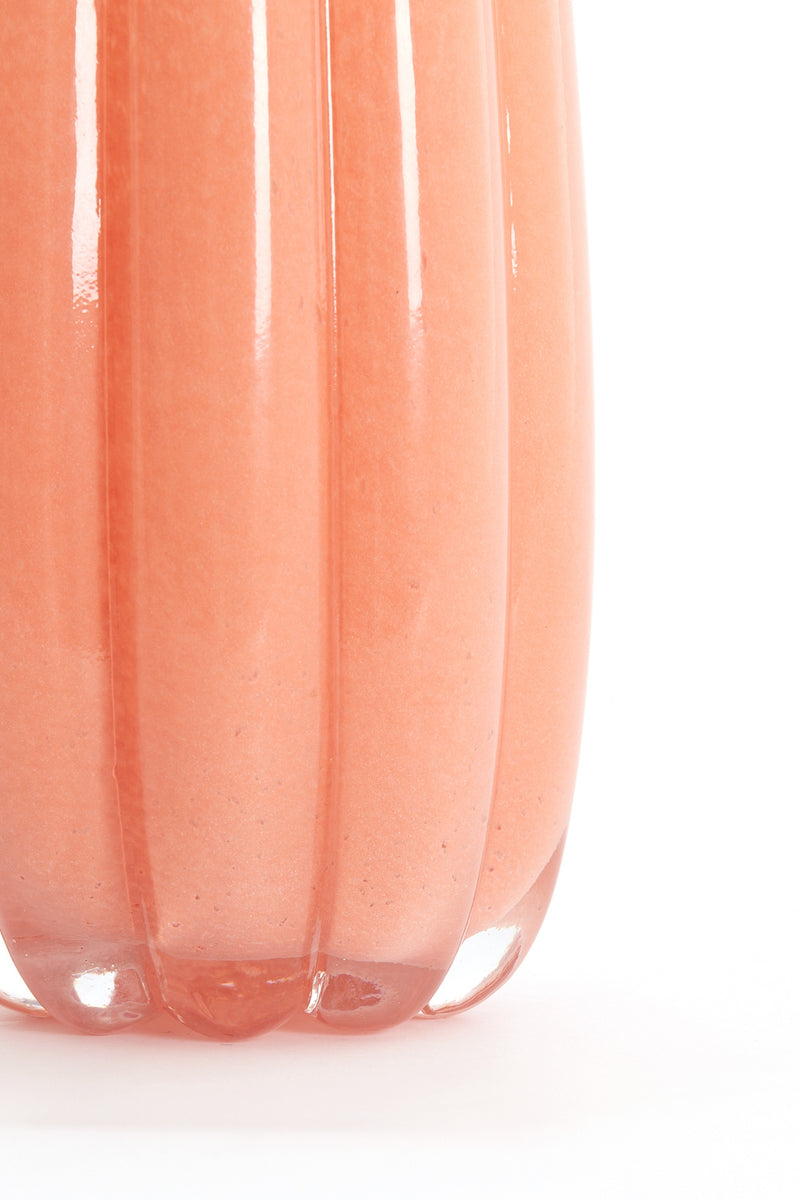 base and fluted sides of peach sedona glass vase