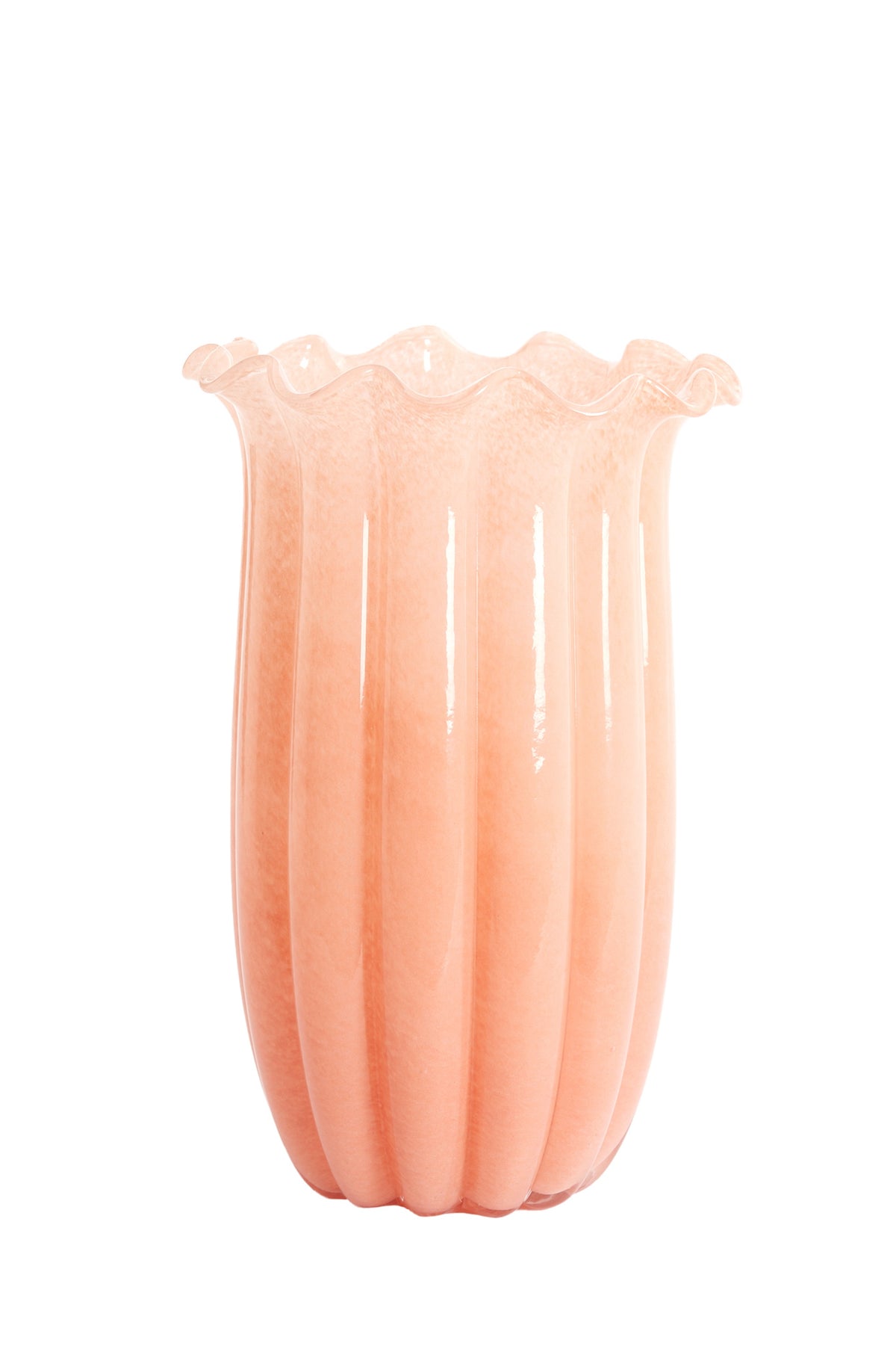 tall peach sedona fluted glass vase by light and living
