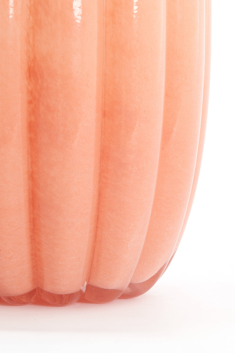 detail of peach sedona vase with fluted glass texture