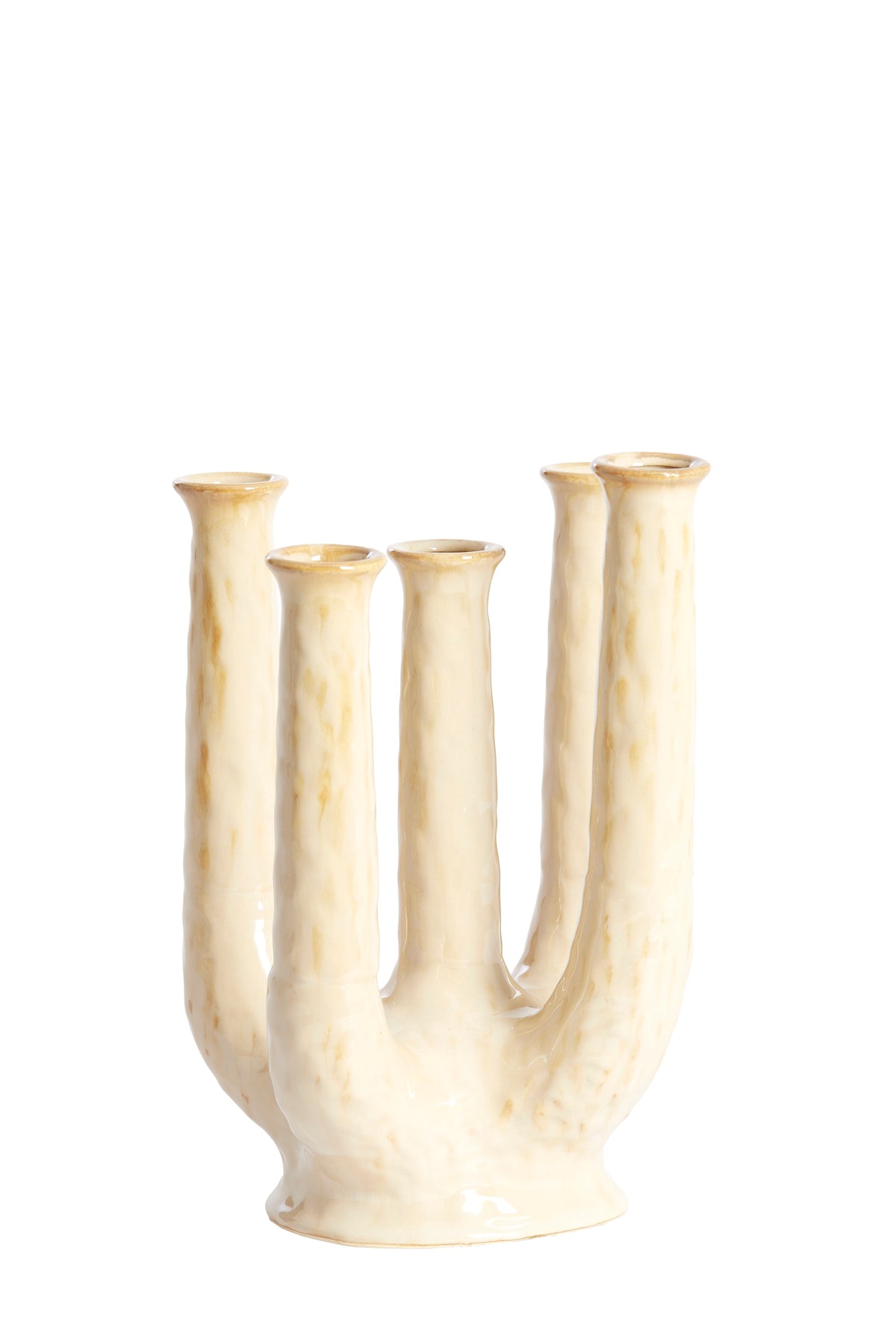 LEONJO sculptural ceramic vase in sand beige with glossy glaze