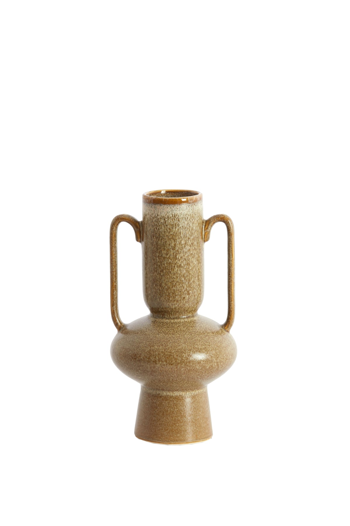 full product image of the Otaru olive green ceramic vase, 21cm tall