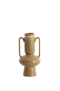 full product image of the Otaru olive green ceramic vase, 21cm tall