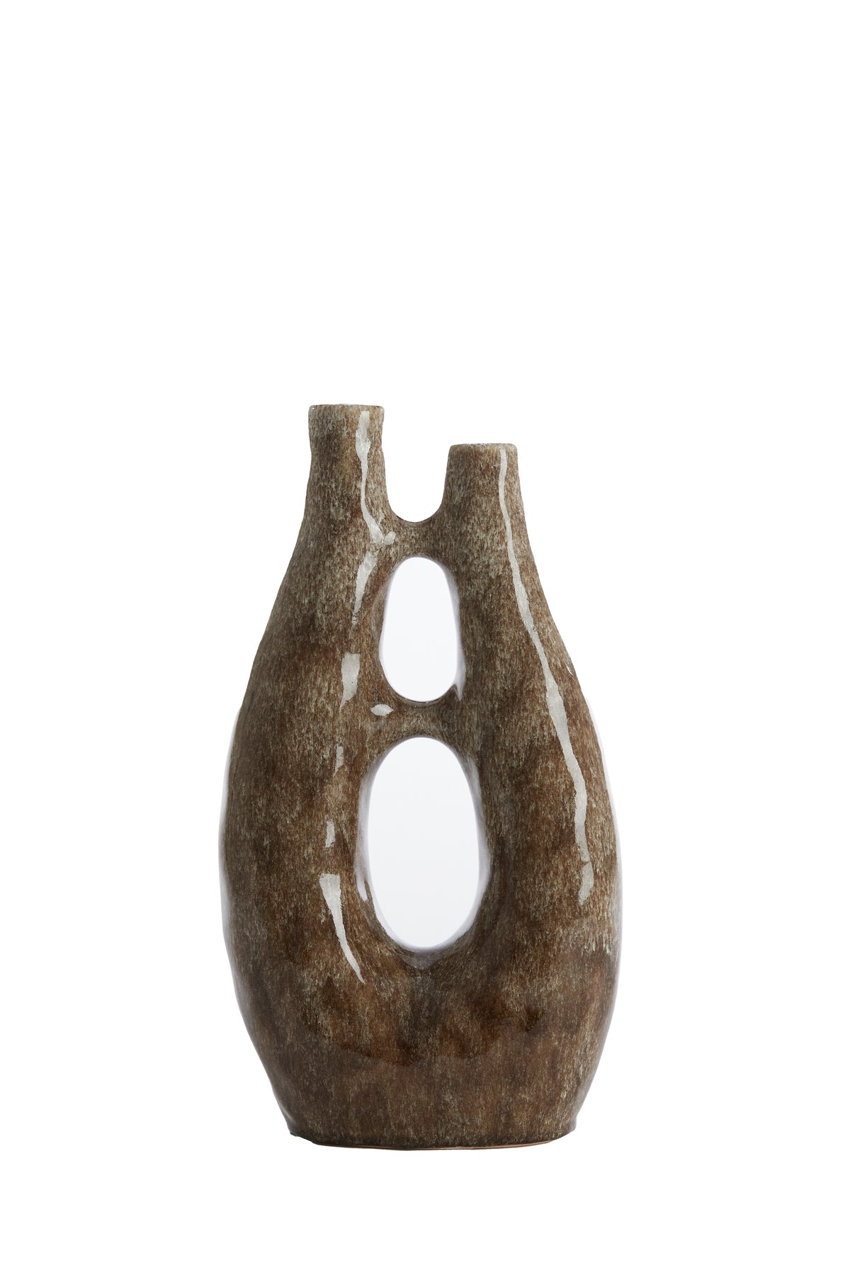 tall brown Katha vase by Light & Living with sculptural design and glossy glaze