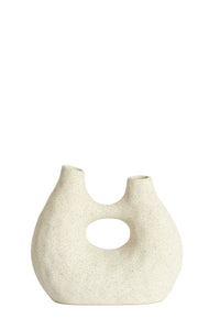 front view of katha matt cream vase featuring modern sculptural silhouette
