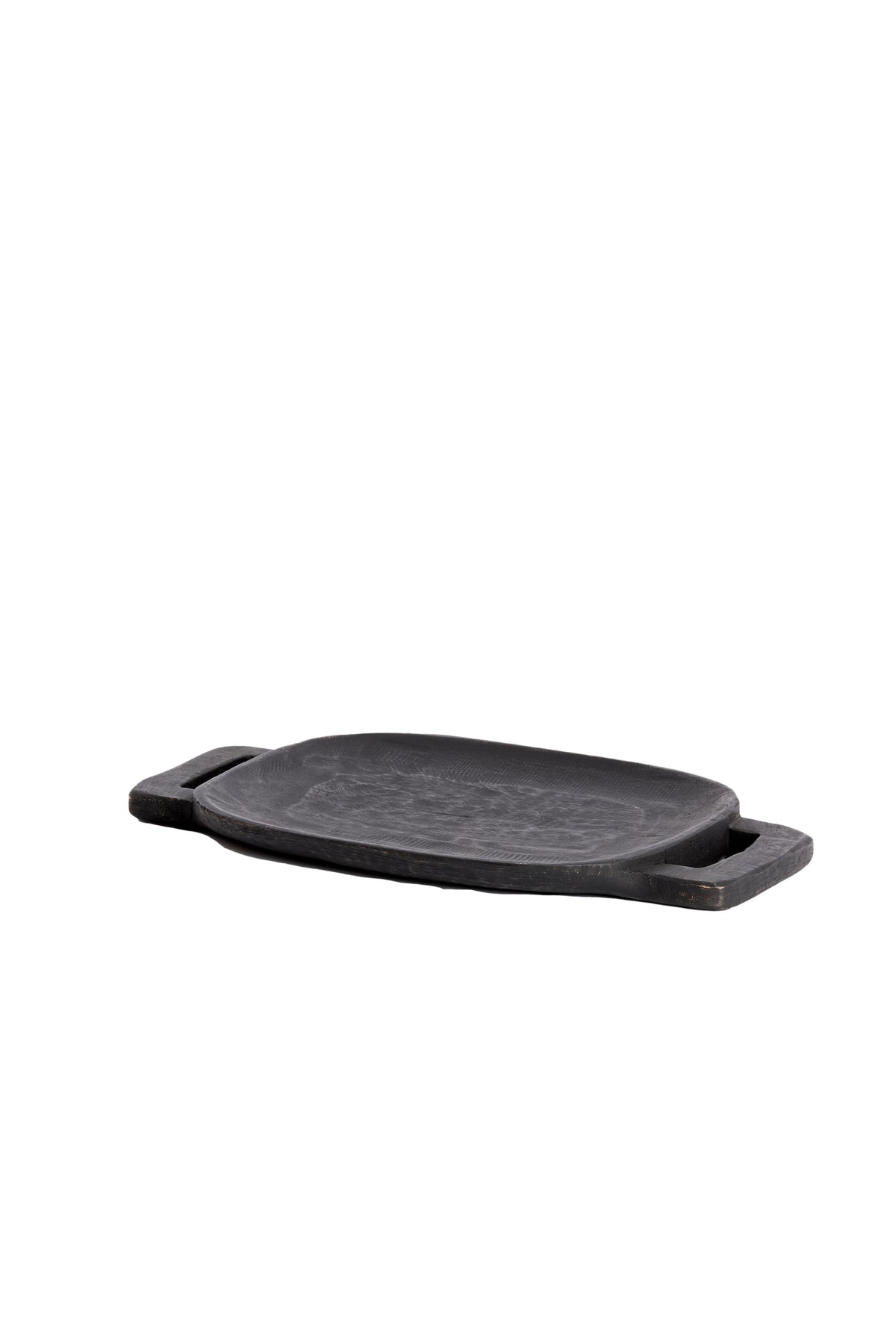 black mango wood decorative tray with sculptural handles, 38x22cm, by Light & Living

