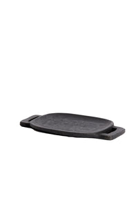 black mango wood decorative tray with sculptural handles, 38x22cm, by Light & Living
