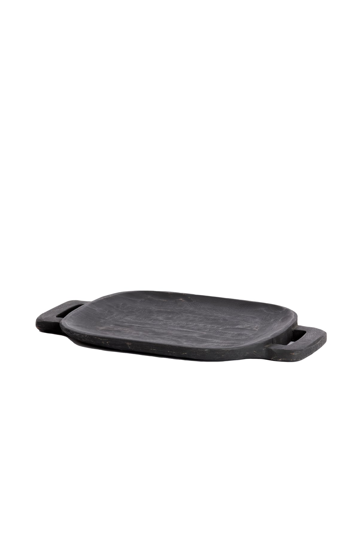 black mango wood decorative tray with sculptural handles, 40x25cm, by Light & Living
