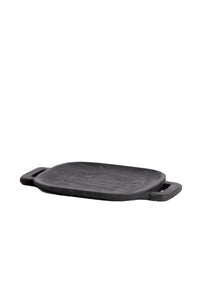 black mango wood decorative tray with sculptural handles, 40x25cm, by Light & Living

