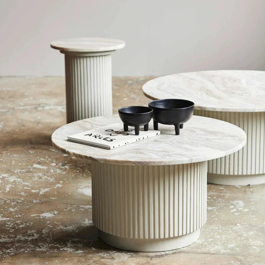 ERIE Coffee Table Arnet White Marble Top, ⌀ 90cm, Large