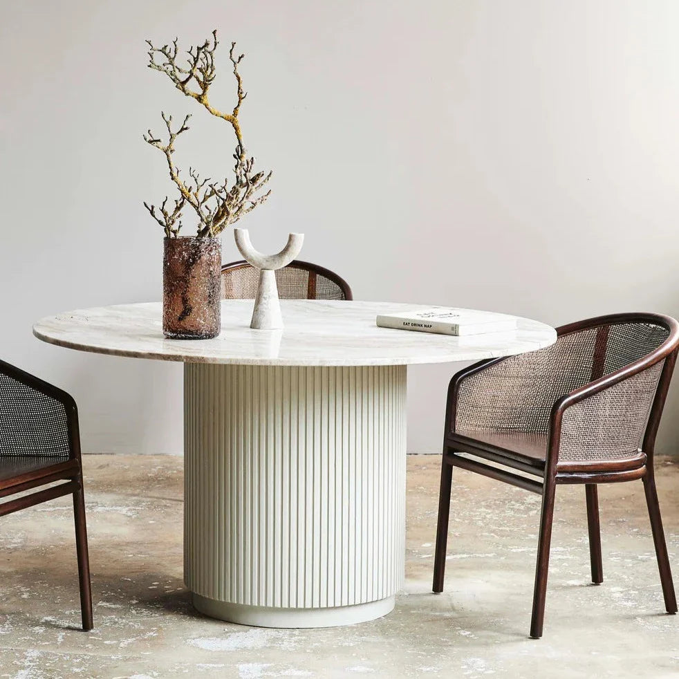 Erie Round Dining Table (Arnet White Marble Dining Table) – White Marble Top