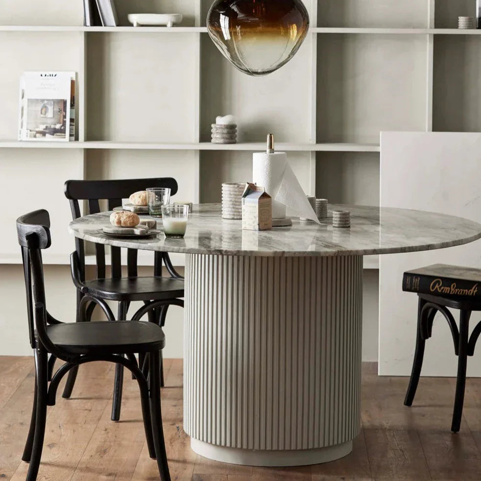Erie Round Dining Table (Arnet White Marble Dining Table) – White Marble Top