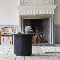 Erie Round Dining Table (Arnet Black Marble Dining Table) – Black Marble Top