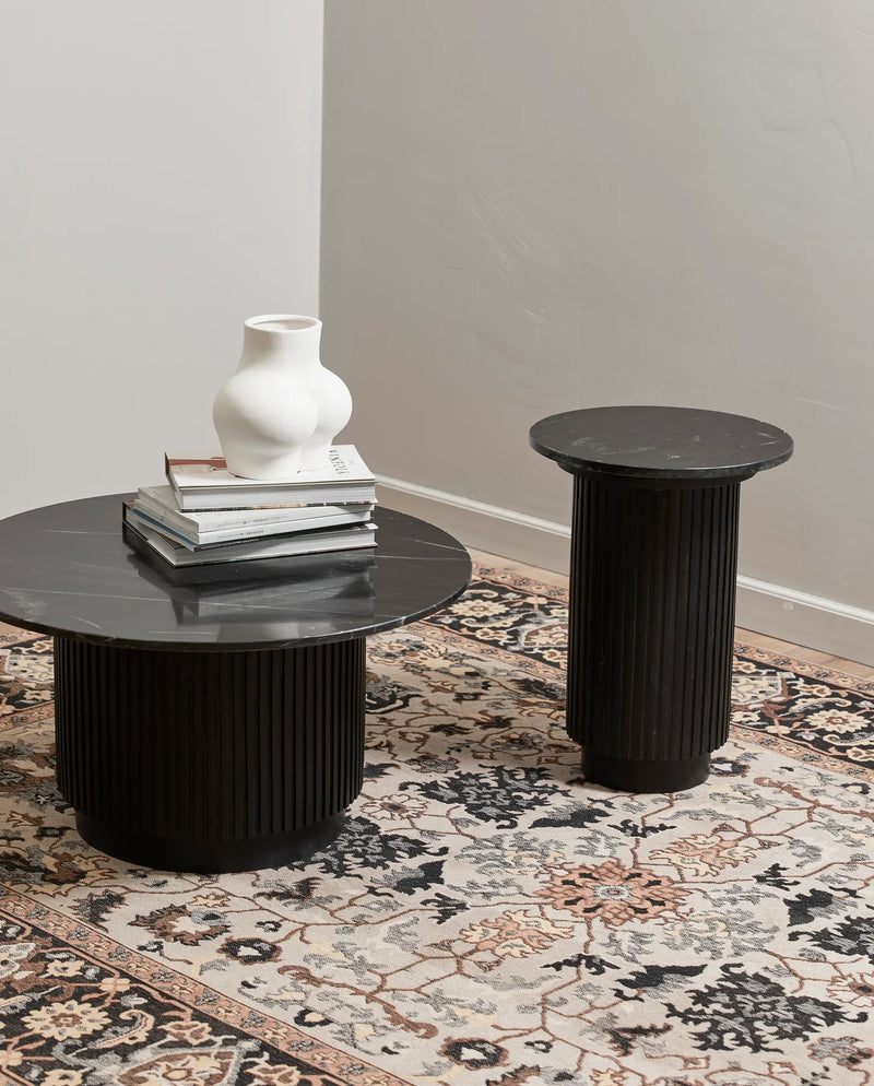 ERIE Side Table, Black Marble Top, Ø 40cm