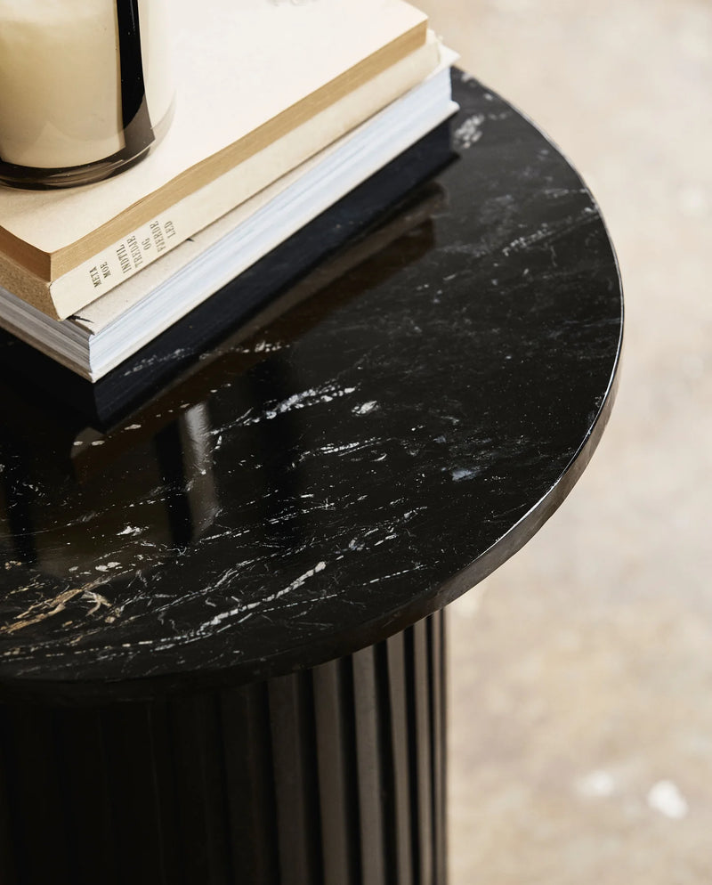 ERIE Side Table, Black Marble Top, Ø 40cm