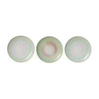 Set of three HKLIVING 70s ceramic plates showing natural glaze variation
