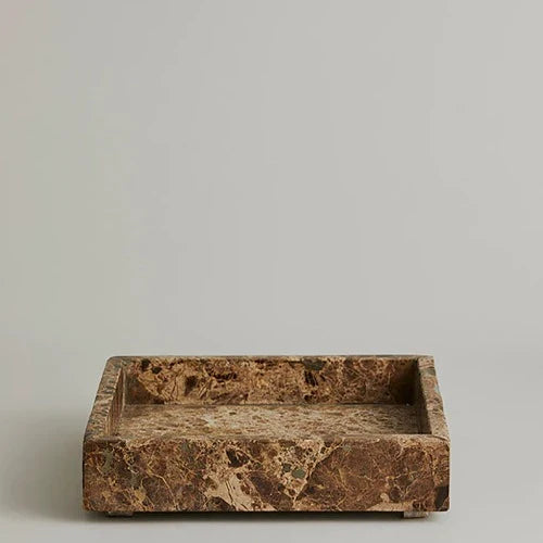 Ayu Marble Tray Large Square Brown