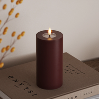 Burgundy LED Pillar Candle with Realistic Flame — Various Sizes, Perfect for Cosy, Warm Interiors