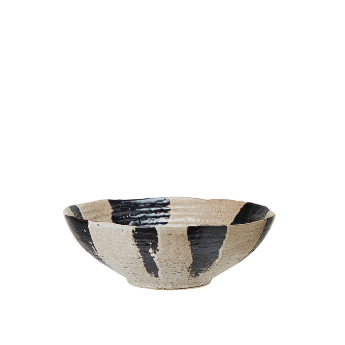 Eden Bowl in Brown-Striped Stoneware by Wikholmform – Sculptural Tableware in Two Sizes
