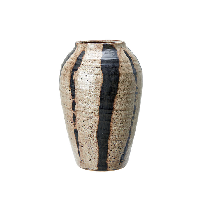 Tall Eden vase in mottled brown with bold black glaze by Wikholmform