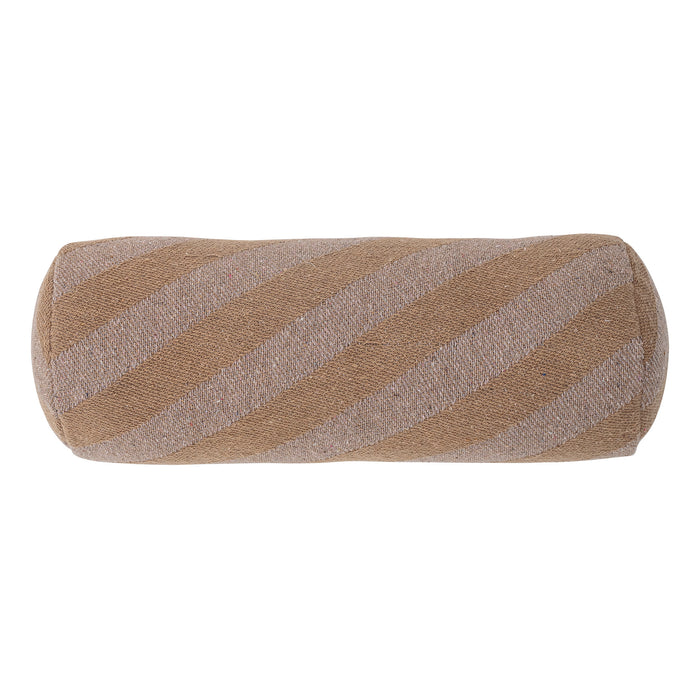 brown striped recycled cotton bolster cushion by bloomingville