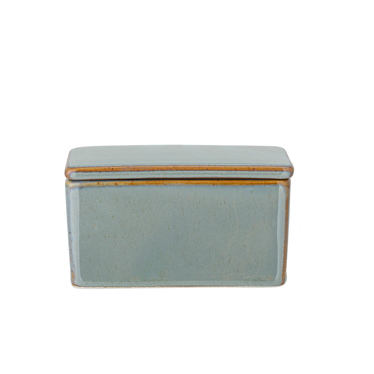 Rectangular ceramic box with a textured surface on a white background